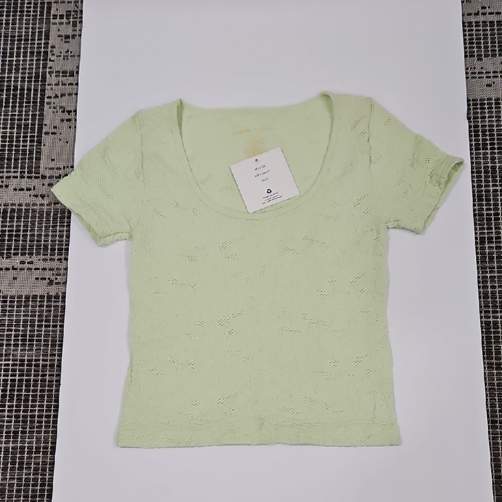 Y2K Gypsy & Jade Scoop Neck Crop Topin Yellowish Green